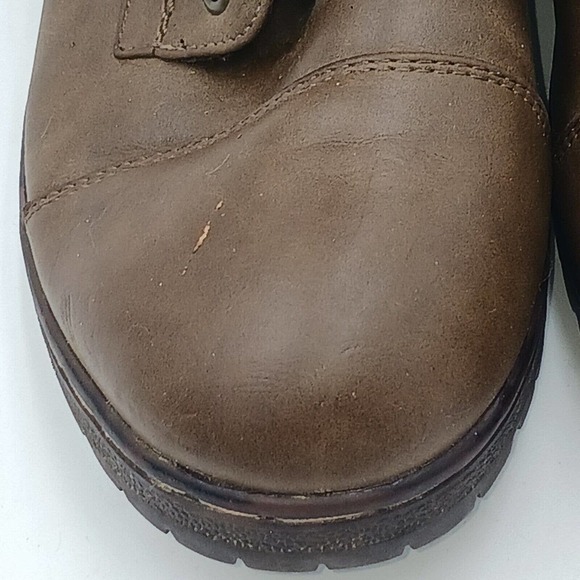 Coolway Bring/Betta Brown Leather Knit Sweater Cuff Ankle Boots Women's Size 8.5 - Picture 3 of 16